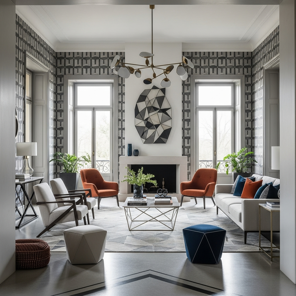 Stadsvilla met elegante inrichting en geometrische elementen